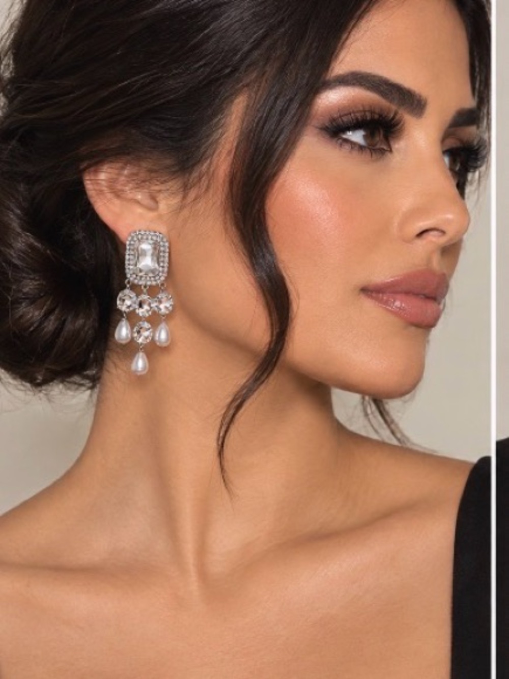 Crystal and Pearl Drop Chandelier Earrings - Silver-Tone